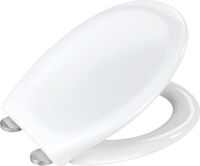 Wenko wc bril ios - wit thermoplast - easy-close softclose sluiting - fix-clip bevestiging afklikbaar in rvs - toiletbril - toiletzitting - wit