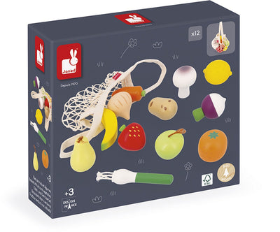 Janod | set van 12 fruit en groenten net glimmende oma