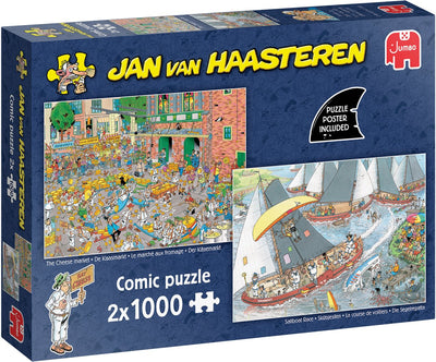 Jumbo jan van haasteren legpuzzel - de kaasmarkt skutsjesilen - 2x1000st.