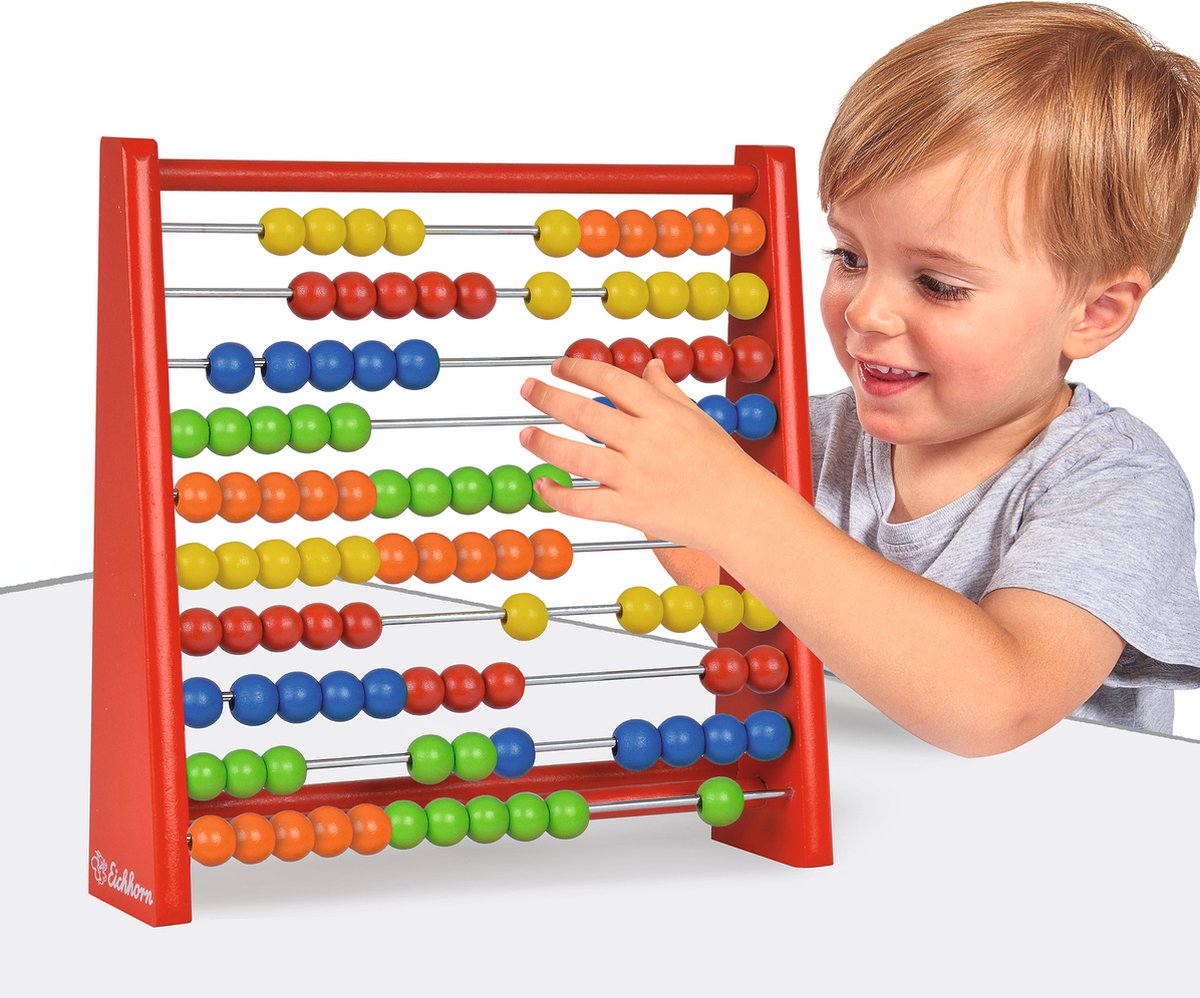 Eichhorn - mini telraam met 100 houten ballen, 5,5x24x23cm berkenmultiplex, vanaf 3 jaar