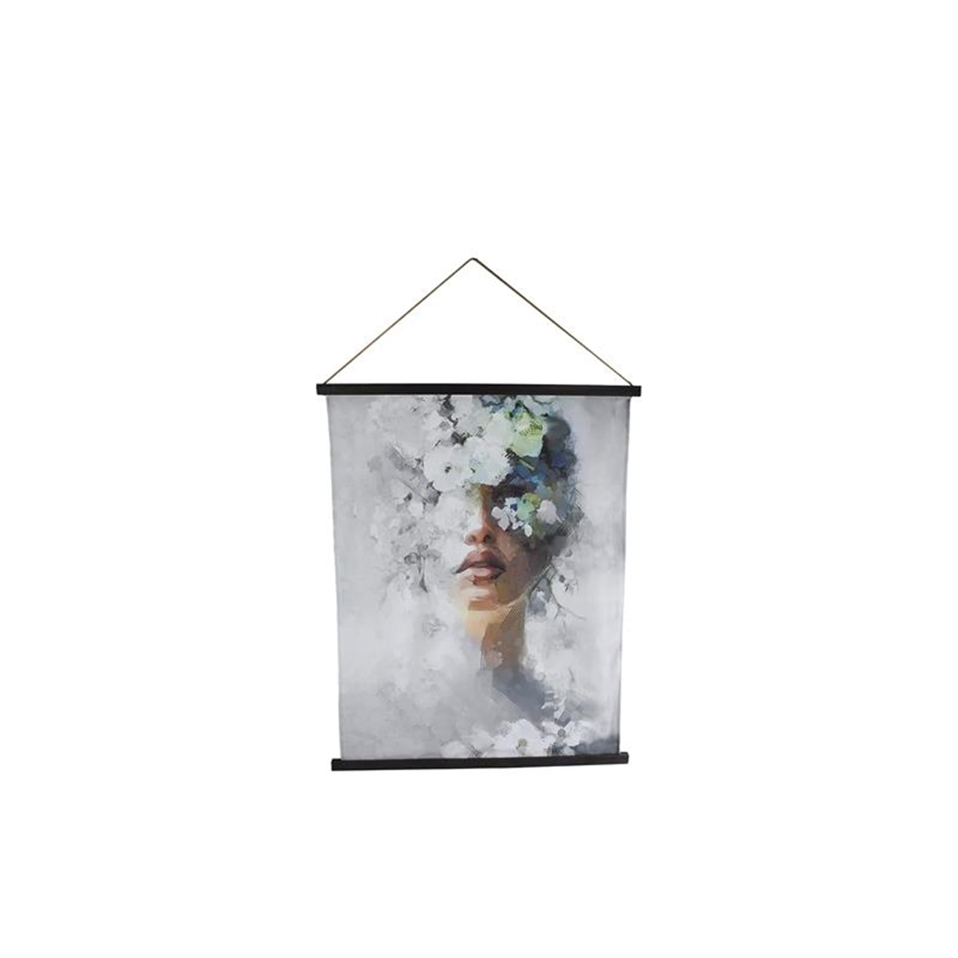 Cosydecor wandversiering verborgen vrouw s grijs stof 76x1,8x97cm