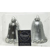 Decoris glazen kerstornamenten in vorm van gedecoreerde klokjes dia 6.5cm x 8 cm zilver