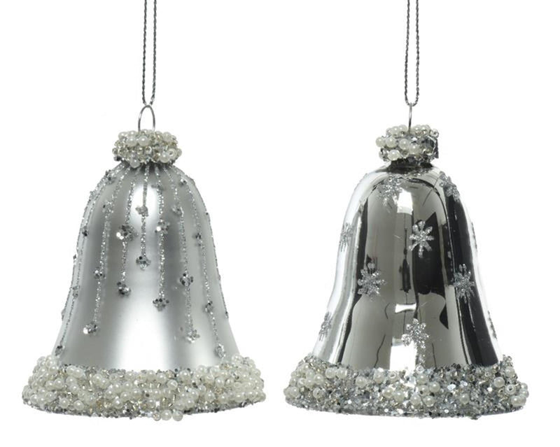 Decoris kersthangerset klokje set a 2 stuks zilv