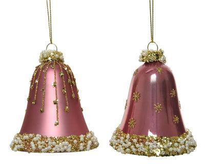 Decoris kersthangerset klokje set a 2 stuks roze