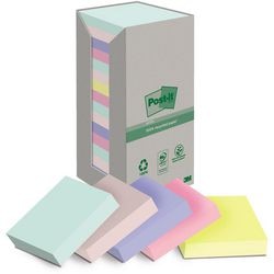 Sticky notes post-it recycled 76 x 76 pk 16 karton kleurenassortiment