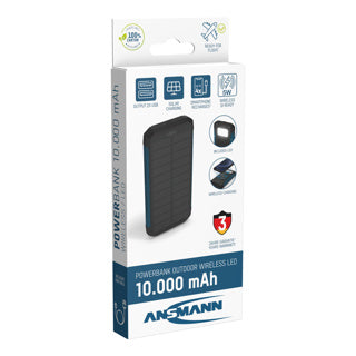 Ansmann outdoor powerbank met zonnepaneel , led-lamp, 2x usb-a poort