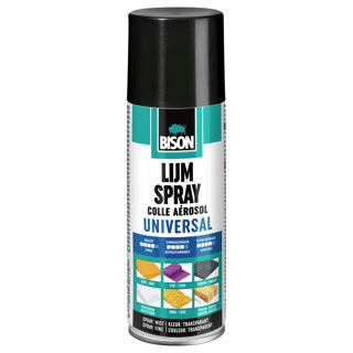 Bison lijmspray universal spuitbus 200 ml - handige lijmspray voor het permanent of tijdelijk verlijmen van papier, karton, foto's, posters, collages, metaalfolies, isolatie- en decoratiematerialen, vilt, textiel en meer