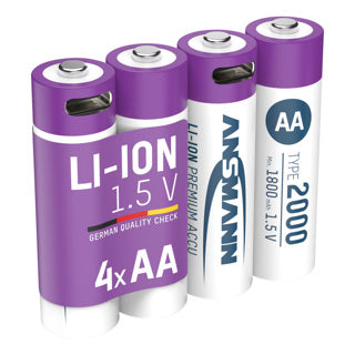 Ansmann oplaadbare aa batterijen - li-ion - incl. usb-c oplaadkabel - 4 stuks