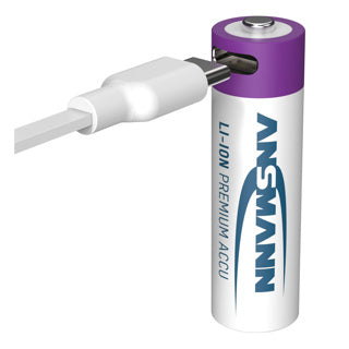 Ansmann oplaadbare aa batterijen - li-ion - incl. usb-c oplaadkabel - 4 stuks