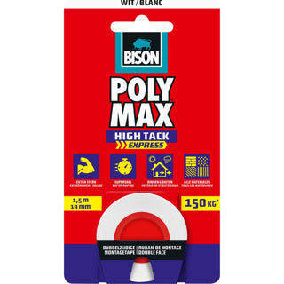 Bison poly max tape wit 1,5 m | 2 stuks