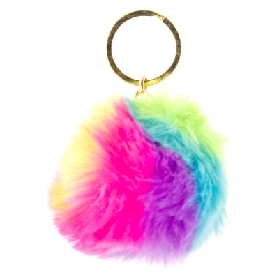 Duckiez fluffy sleutelhanger regenboog bal, 12st.