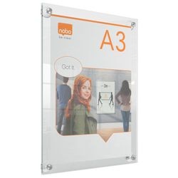 Nobo premium plus verplaatsbare a3 poster frame voor aan de muur - met zuignapmontage - transparant acryl