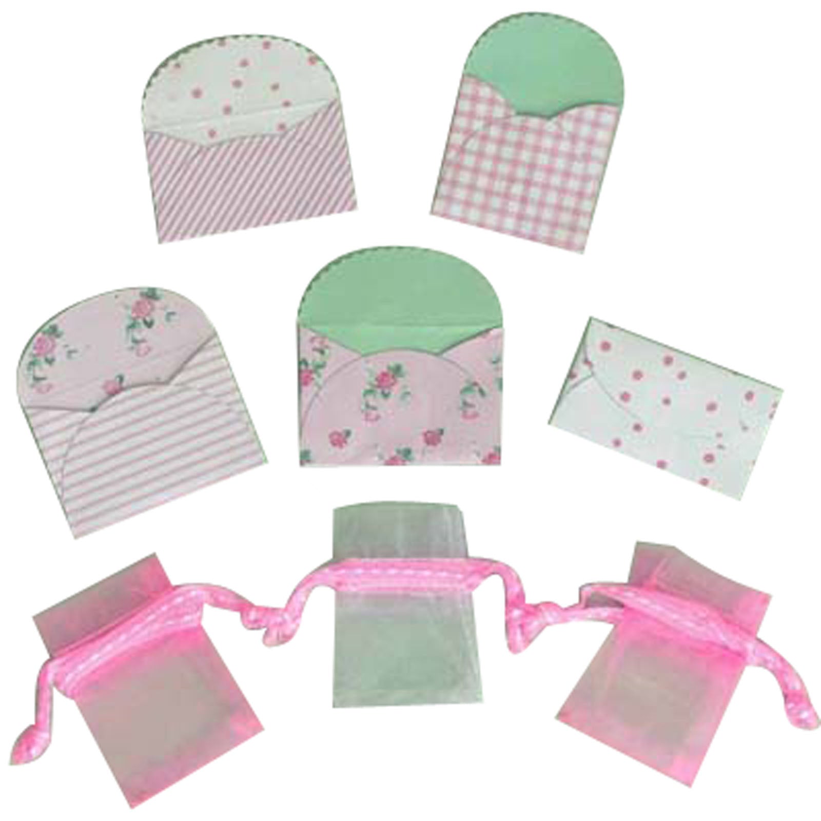 Vaessen creative • mini envelopes x5 + mini organza bags x3 baby pink