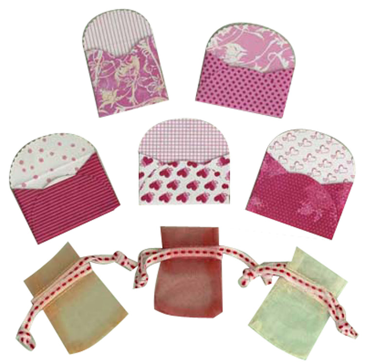Vaessen creative • mini envelopes x5 + mini organza bags x3 valentine
