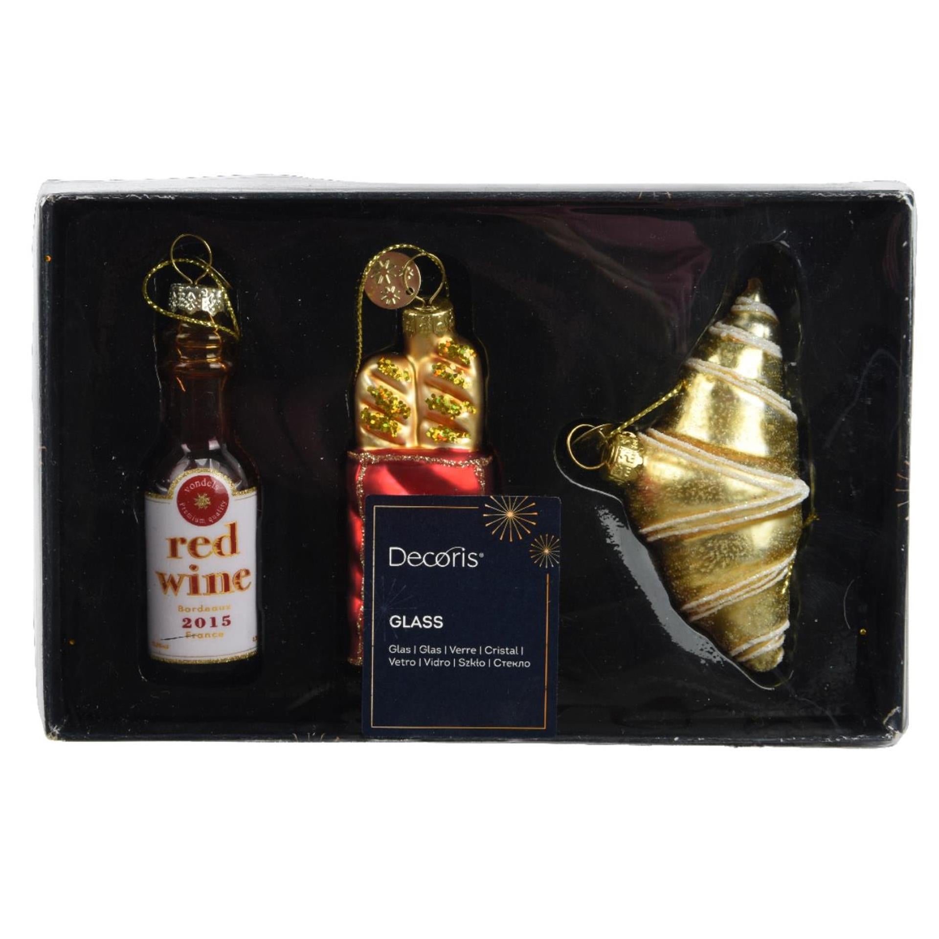 Decoris kersthangers francaise 3-delig set glas