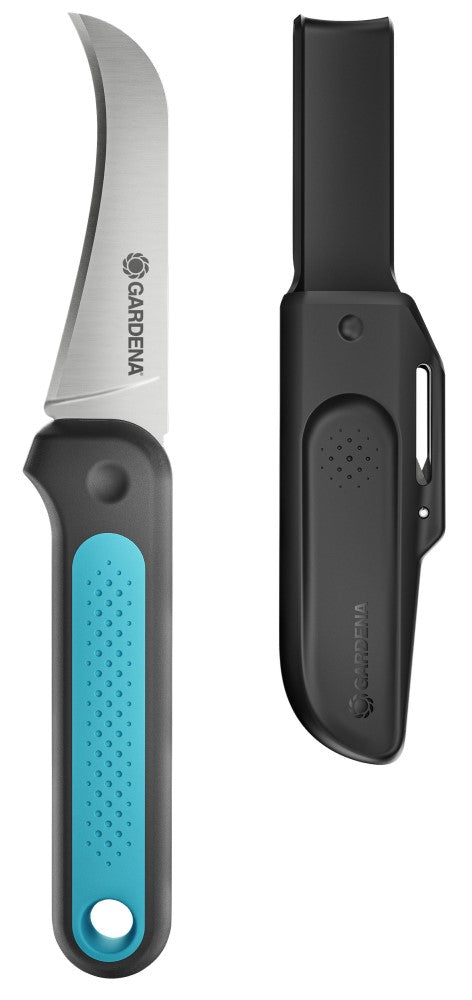 Gardena veggiecut mes (grijs turquoise, incl. riemholster)