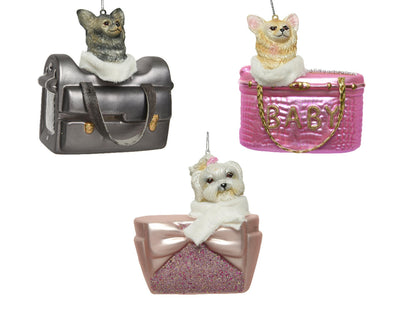 Decoris kersthanger hond glas 10x5cm