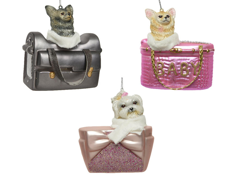 Decoris kersthanger hond glas 10x5cm