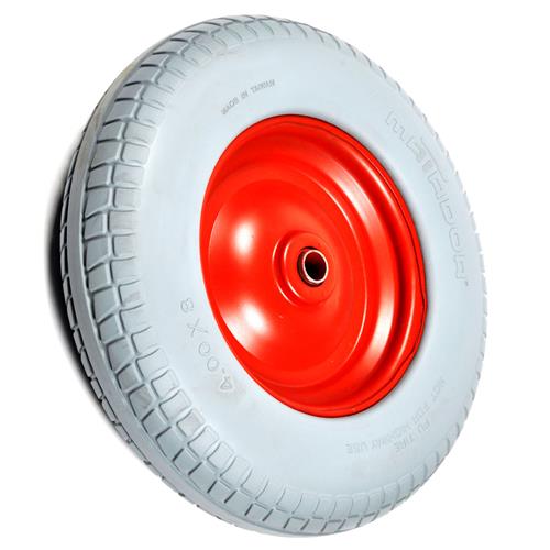 Matador eind wiel ø4.00-8, stalen rode velg naafdop, lekvrij ct, asgat ø25mm