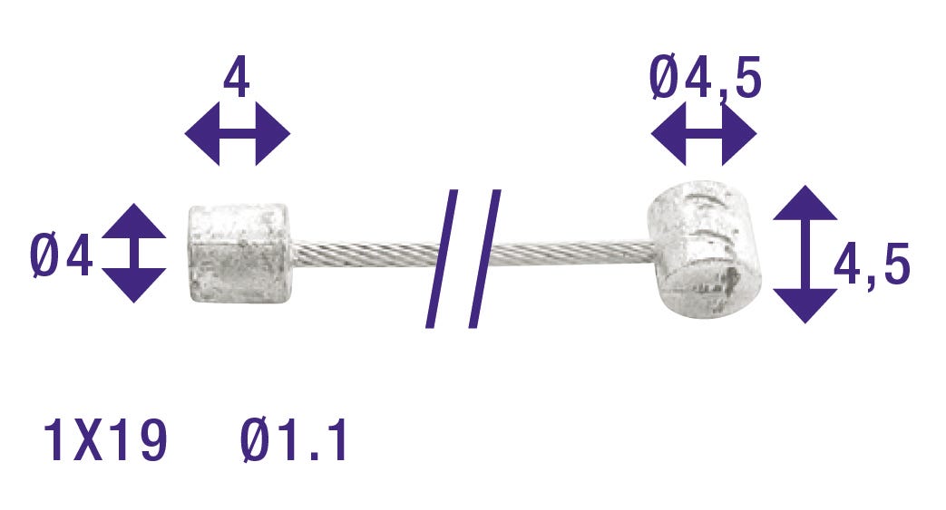 Cordo inner cable binnenkabel versteller 225cm ã˜1,1mm rvs + 2 nippels