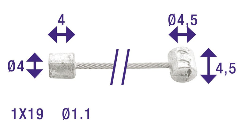 Cordo binnenkabel binnenkabel versteller 225cm ø1,1mm rvs + 2 nippels
