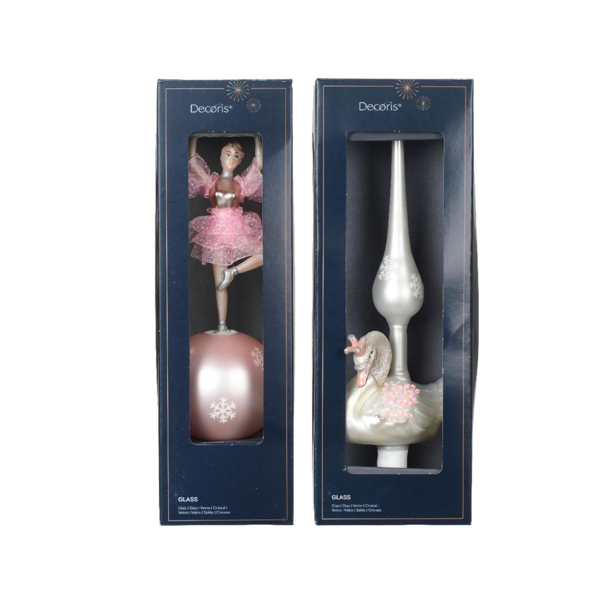 Decoris piek ballerina zwaan van glas ca 29cm