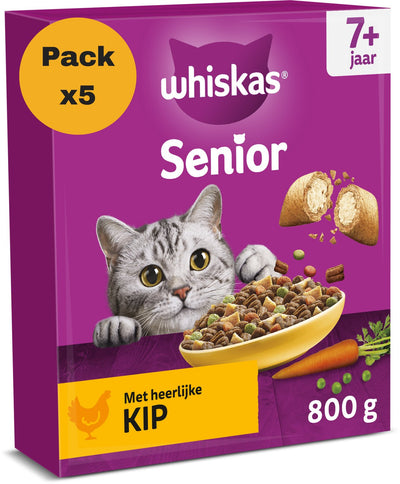Whiskas kattenbrokken - senior 7+ - kip - doos 5x800g