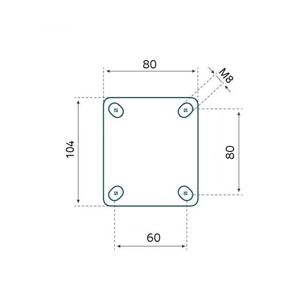 Tarsus zwenkwiel 125 mm. tpr extra stil
