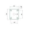 Tarsus zwenkwiel + rem 125 mm. wit