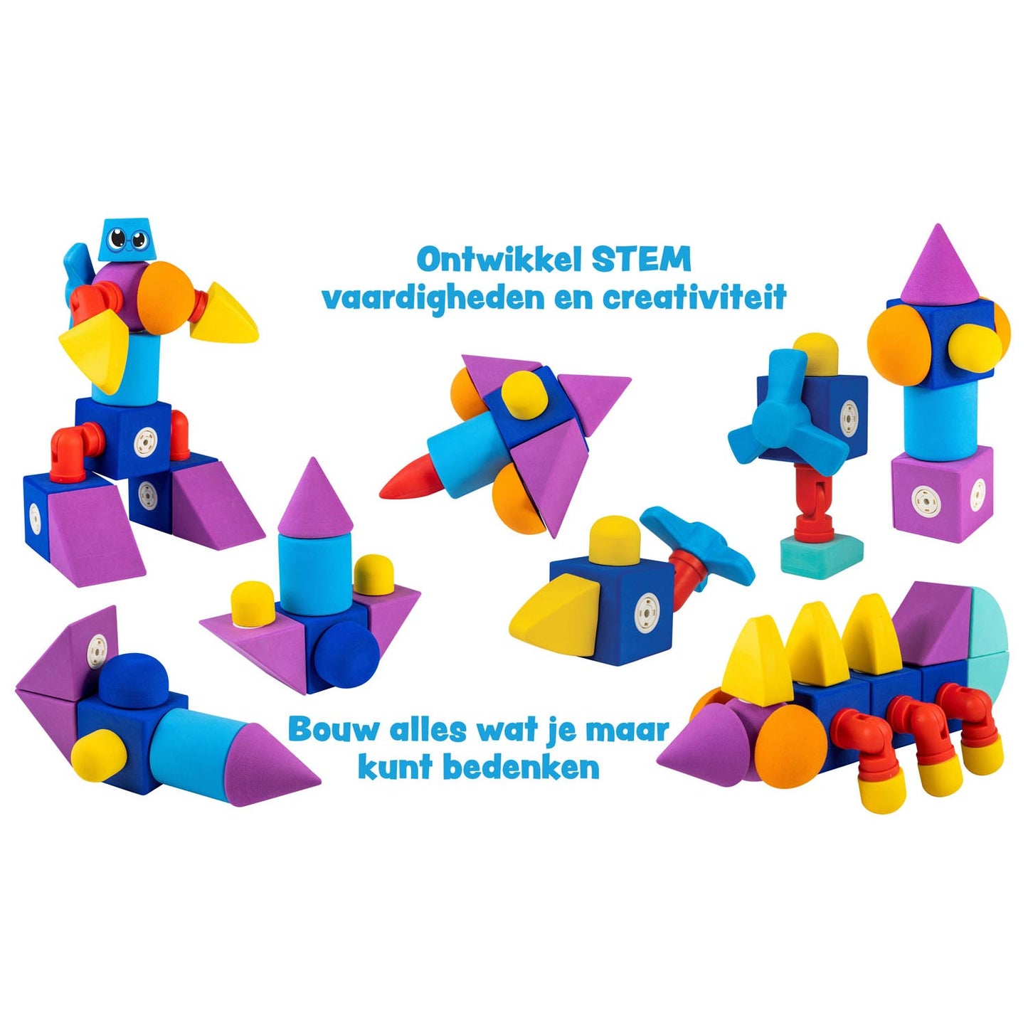 Blockaroo magnetische foam blokken robot box, 10dlg.