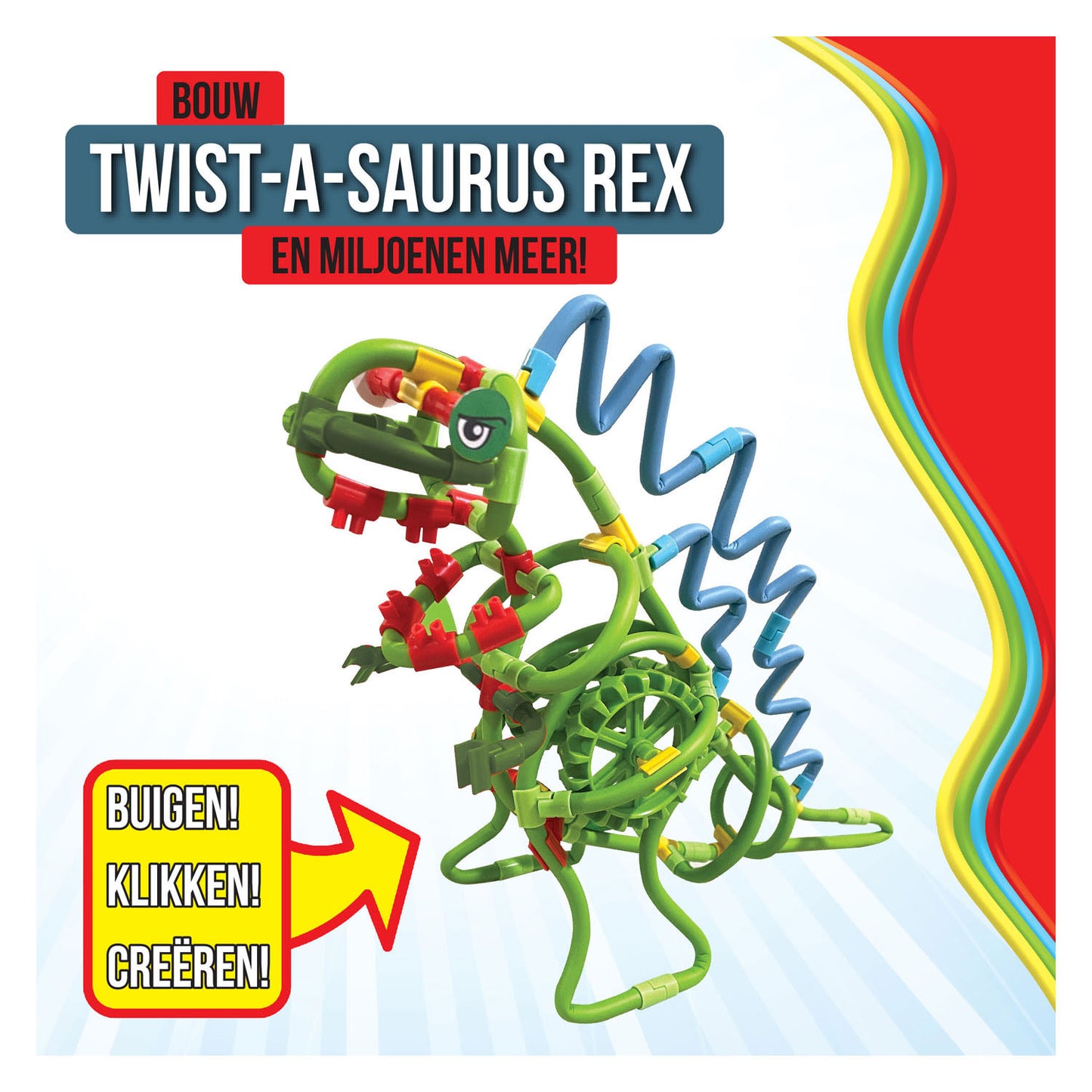 Spaghetteez twist-a-saurus rex flexibele bouwstaafjes, 64dlg.
