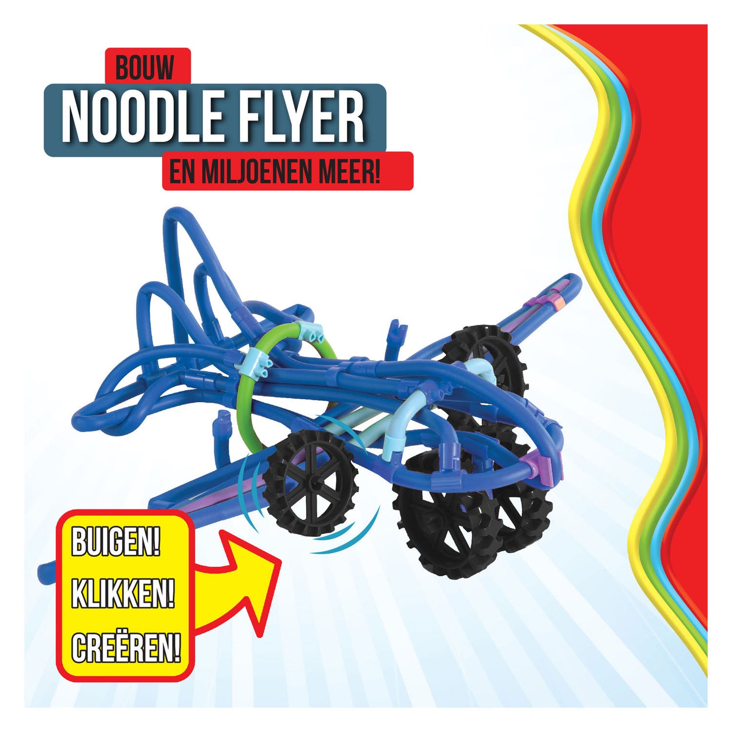 Clics spaghetteez noodle flyer vliegtuig flexibele bouwstaafjes, 76dlg.