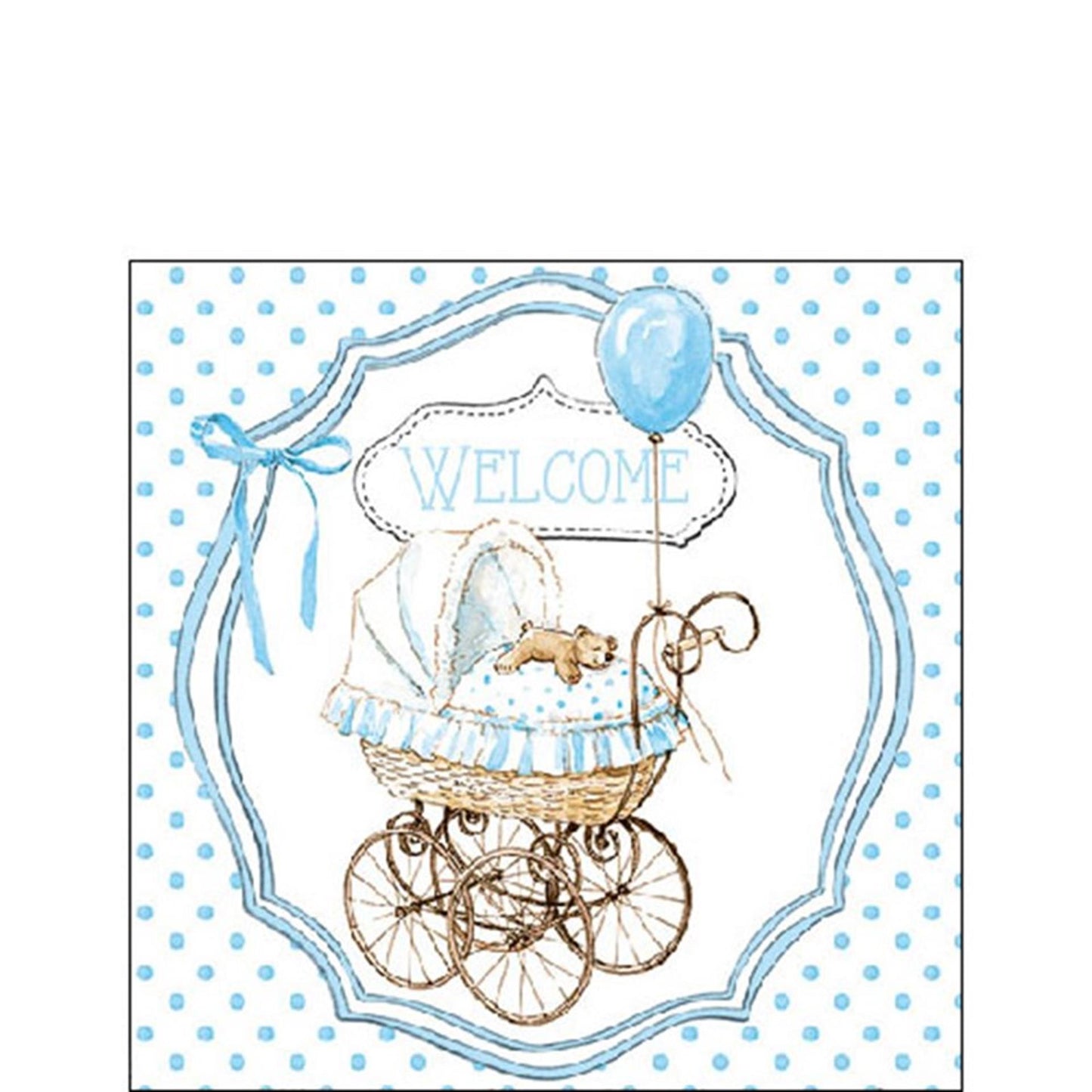 Ambiente servet 25cm welcome blue baby