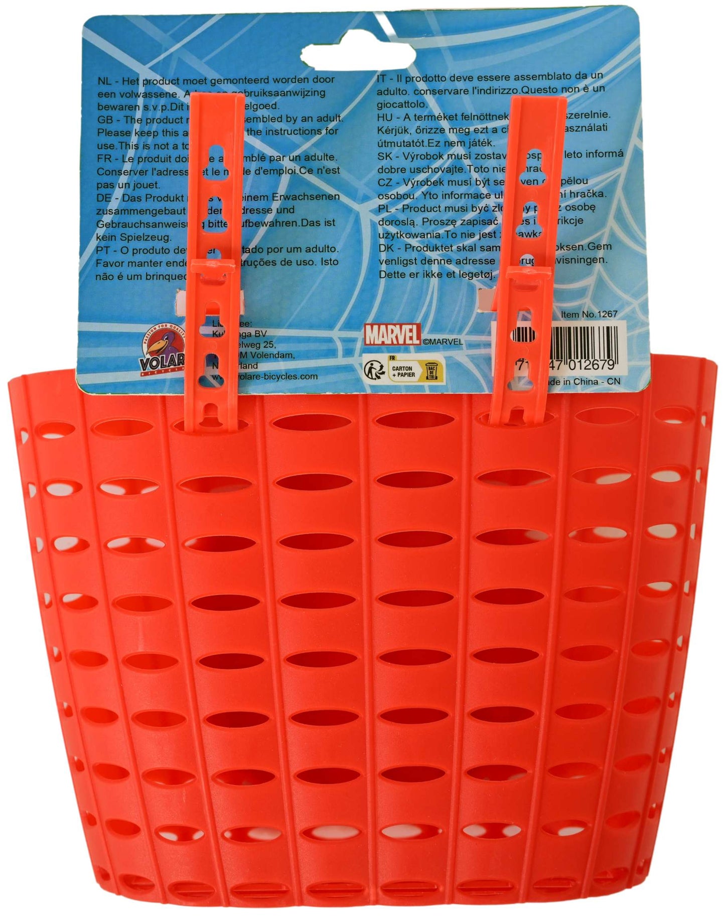 Spiderman spider-man plastic mandje - jongens - rood