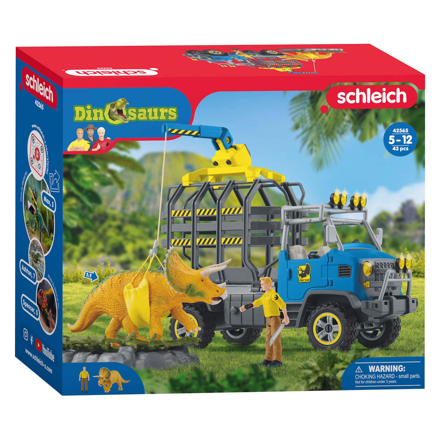 Schleich dinosaurus - dinosauriërs truckmissie - dino speelgoed - kinderspeelgoed voor jongens en meisjes - 4 tot 12 jaar 42565