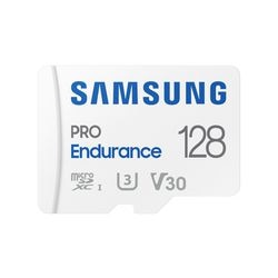Samsung pro endurance 128 gb microsdxc (2022) geheugenkaart (wit, uhs-i u3, class 10, v30, incl. sd-adapter)