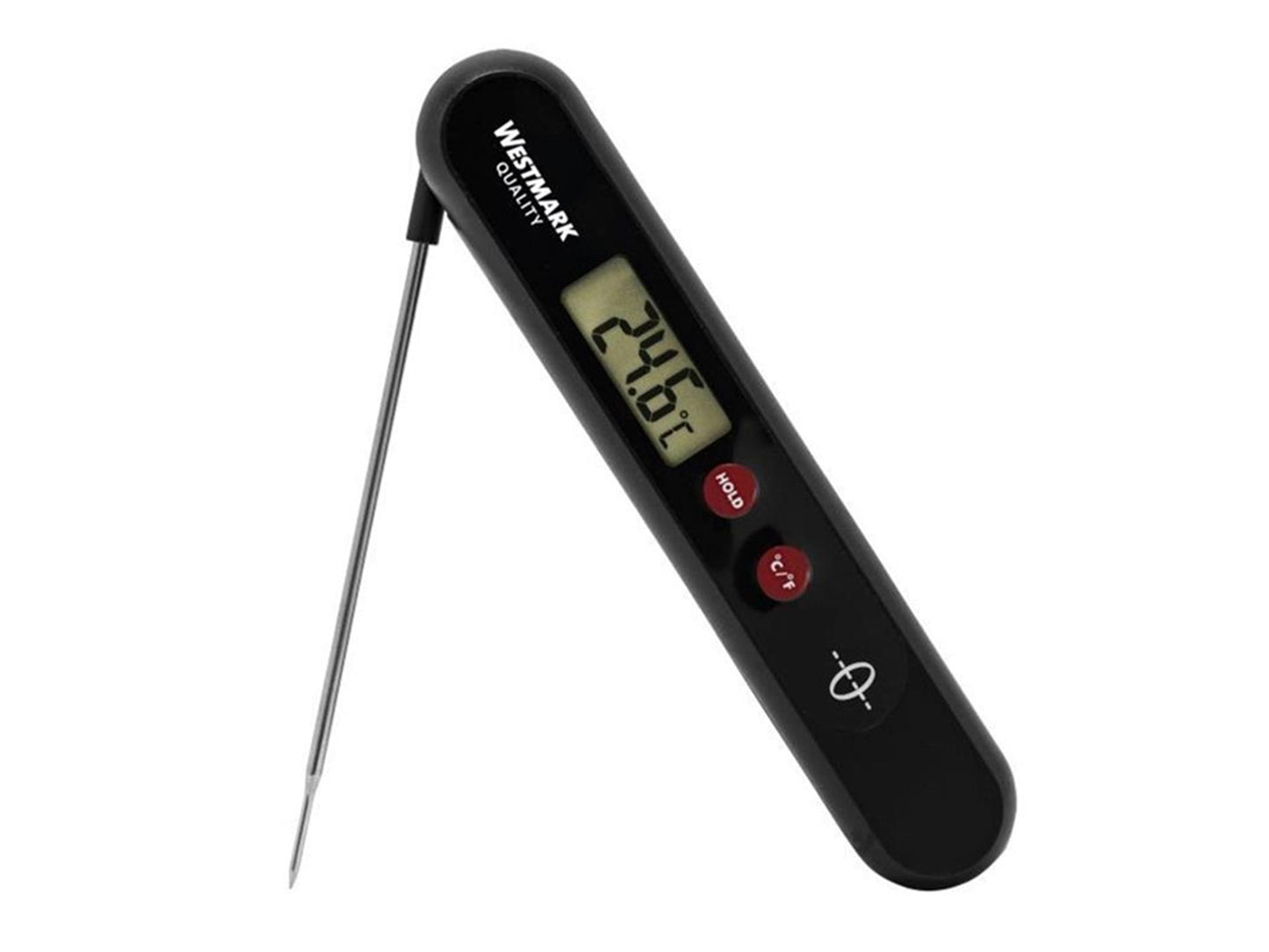 Westmark lekthermometer, zonder batterijen, met temperatuurvergrendelknop, rvs kunststof, eco, zilver zwart rood, 12962260