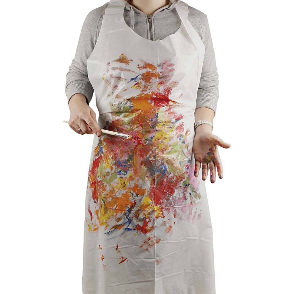 Wegwerp schort, h: 130 cm, b: 80 cm, wit, 100 stuk 1 doos