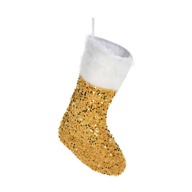 Koopman kerstsok met pailletten en kunstbontlaag multi kleuren decoratie.