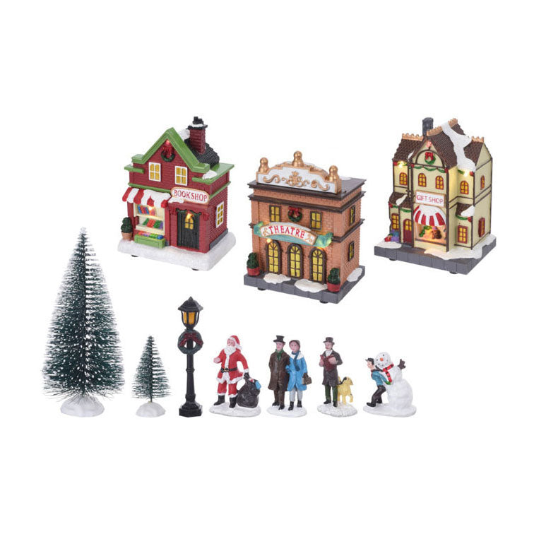 Kerstdorp met led set, 17dlg.