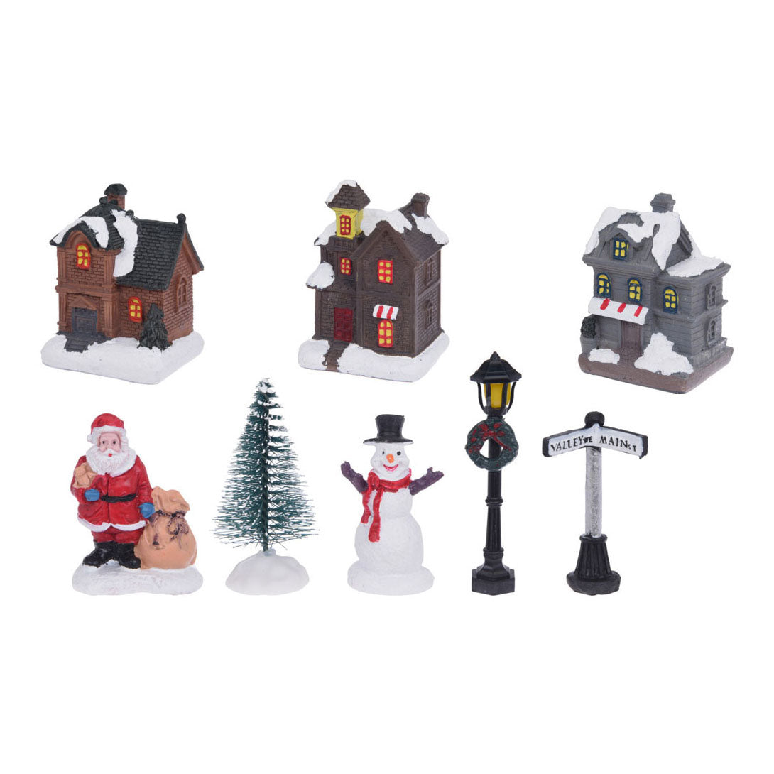Kerstdorp met led, 10dlg.