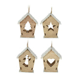 Houten Kersthanger Huisje met Led - afbeelding 1