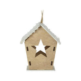 Houten Kersthanger Huisje met Led - afbeelding 4