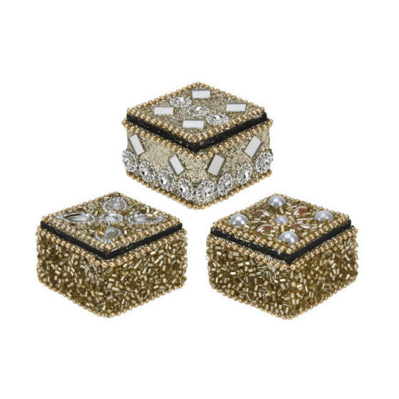 Opbergdoosje 4x3cm goud, set van 36