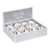 Kerstbal Sneeuwpop 8cm, Set van 12 stuks - afbeelding 2