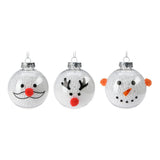 Kerstbal Sneeuwpop 8cm, Set van 12 stuks - afbeelding 3