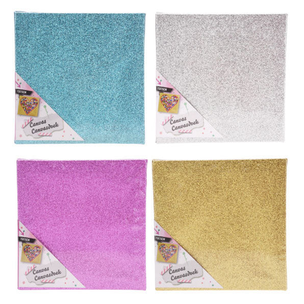 Canvas glitter 15x15cm, set van 12