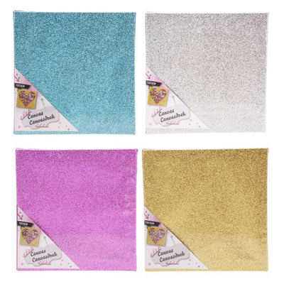 Canvas glitter 15x15cm, set van 12