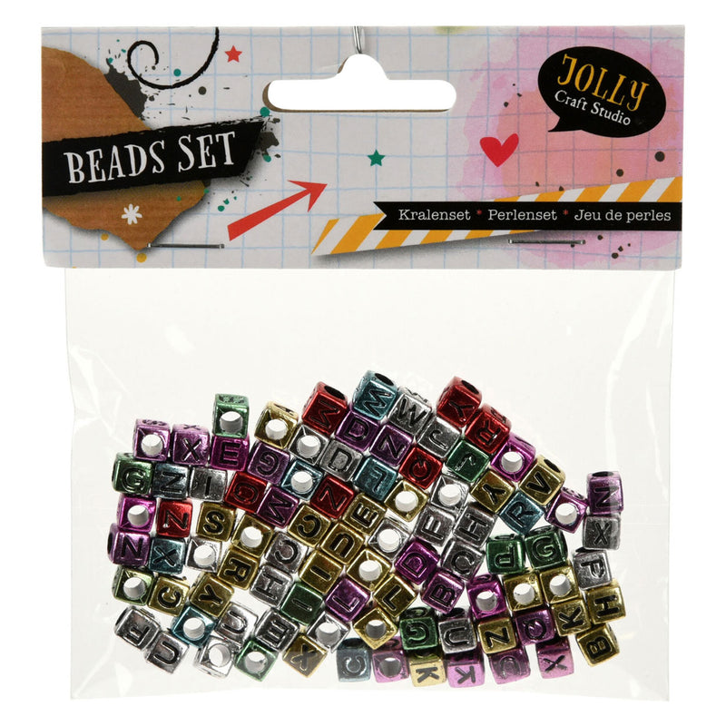 Kralenset metallic letters, 15 gram per zak