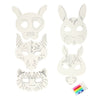 Dierenmaskers kleuren met stiften, 6st.